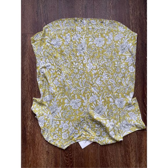 Rachel Ashwell NWT Green/Yellow & Cream Floral 100% Linen Shirt, Size 1X - Picture 7 of 7